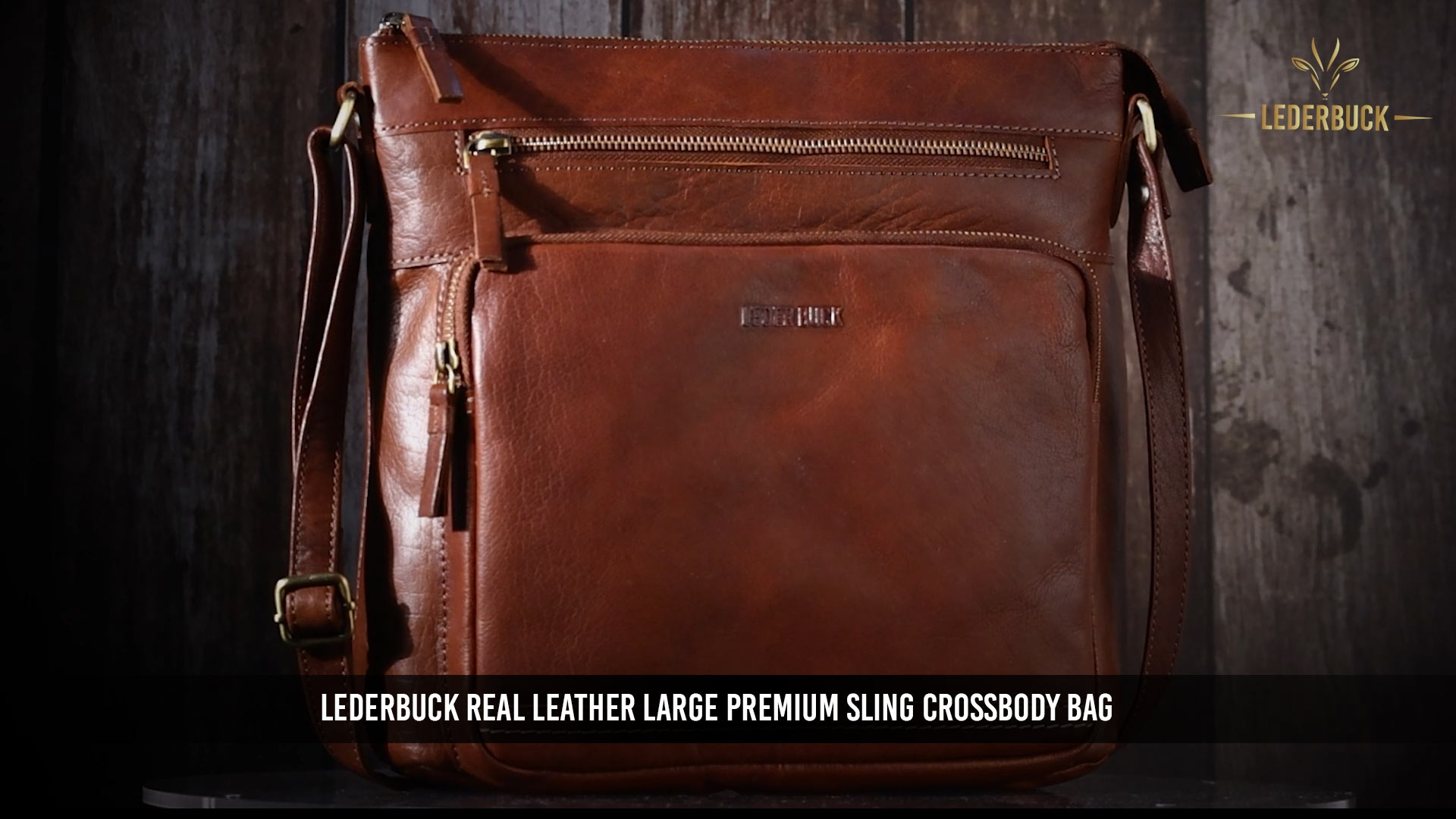 LEDERBUCK Olga Women's Extra-Large Genuine Leather Crossbody Purse